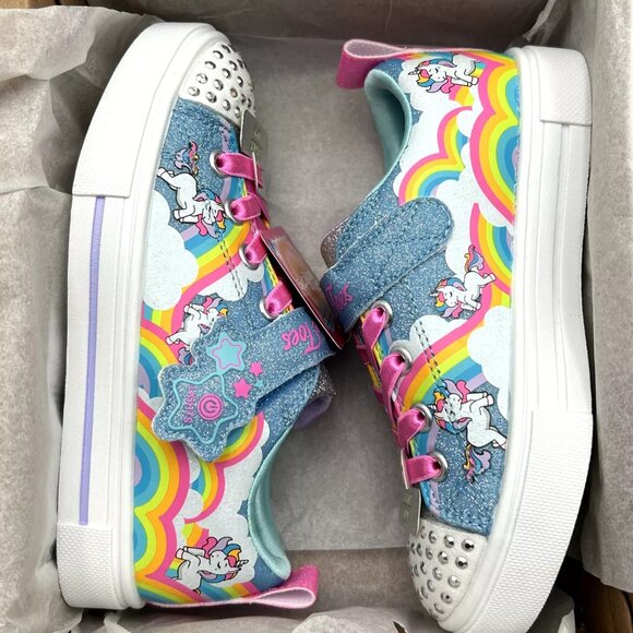 Skechers Little Girls Twinkle Toes Slip-on Sneaker Size 11.5 Unicorn-Cloud Print - Picture 8 of 13
